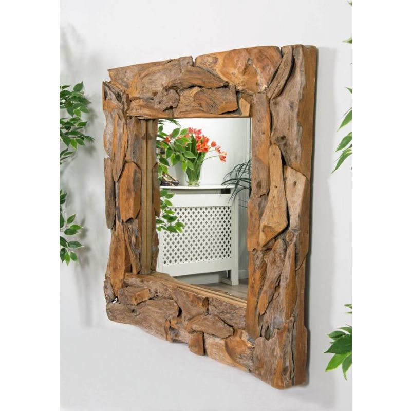 Reclaimed Teak Root Piece Square Mirror - 4 Sizes