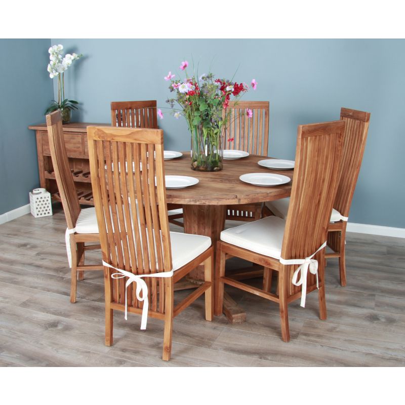 1.3m Reclaimed Teak Character Dining Table with 6 Vikka Chairs