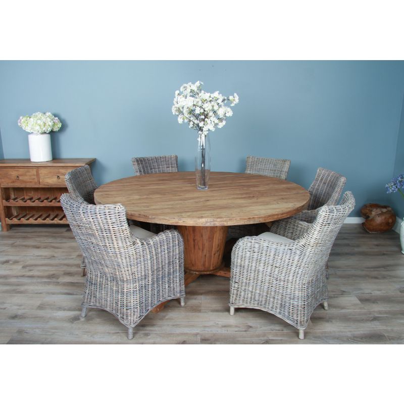 1.8m Reclaimed Teak Character Dining Table with 6 or 8 Donna Chairs