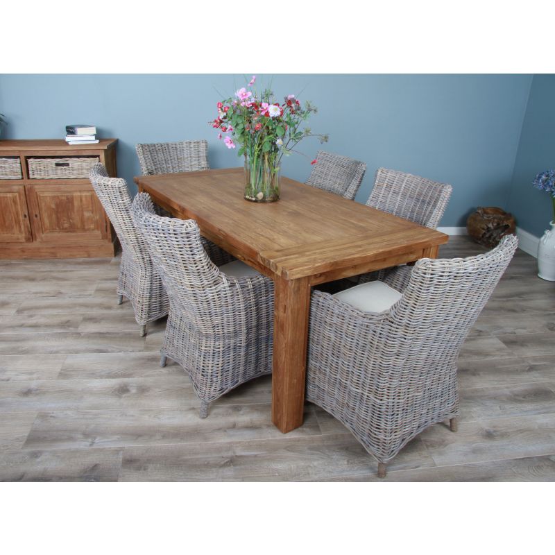 2m Reclaimed Teak Taplock Dining Table with 6 Donna Chairs