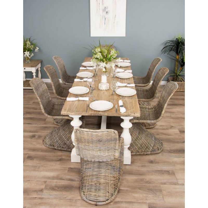 2.4m Ellena Dining Table with 8 Stackable Zorro Chairs 