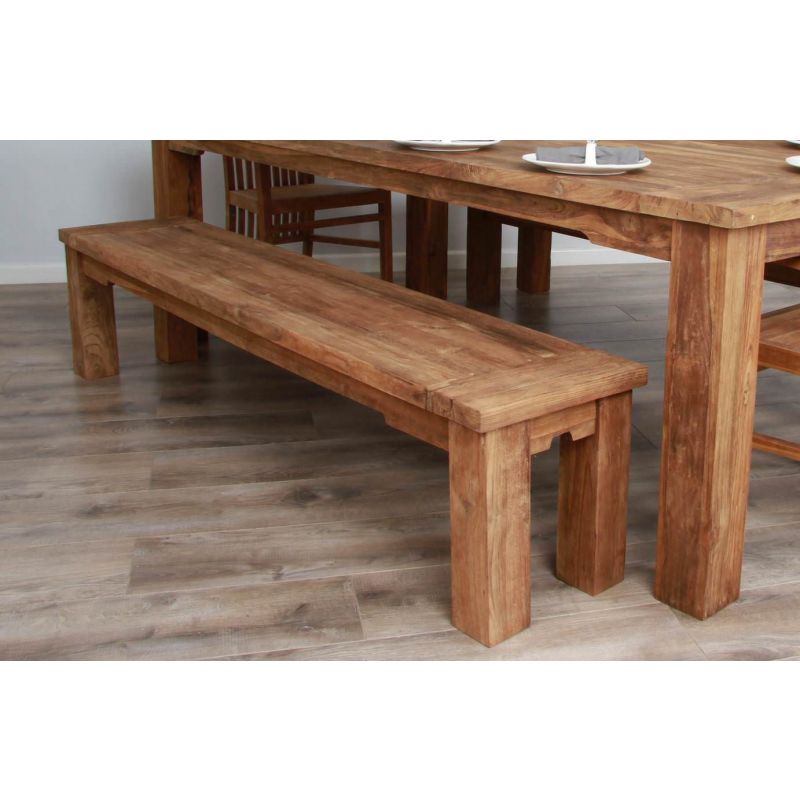 3m Reclaimed Teak Taplock Backless Dining Bench