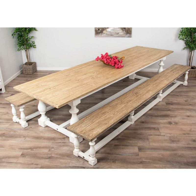 3.6m Ellena Dining Table with 2 Backless Benches