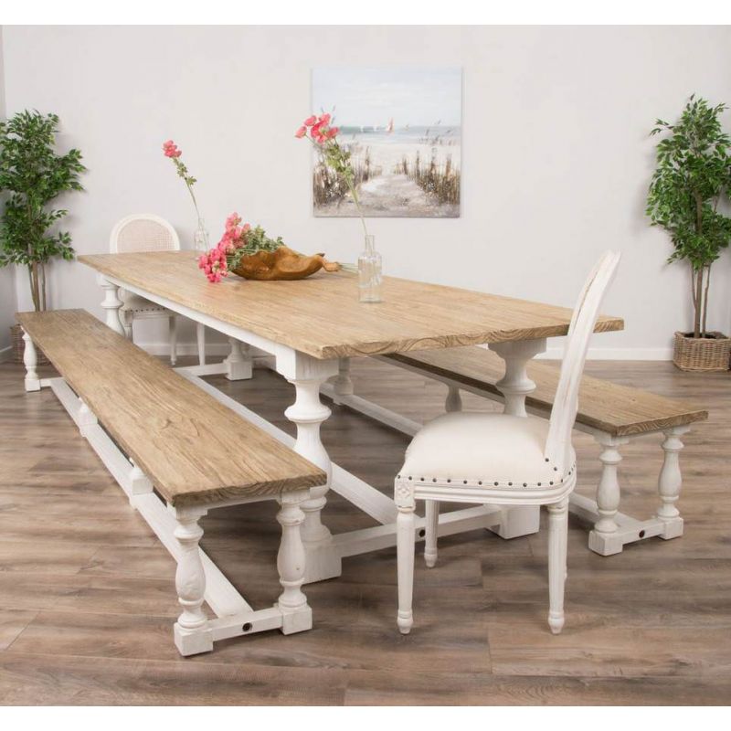 3.6m Ellena Dining Table with 2 Backless Benches & 2 Ellena Chairs or Armchairs