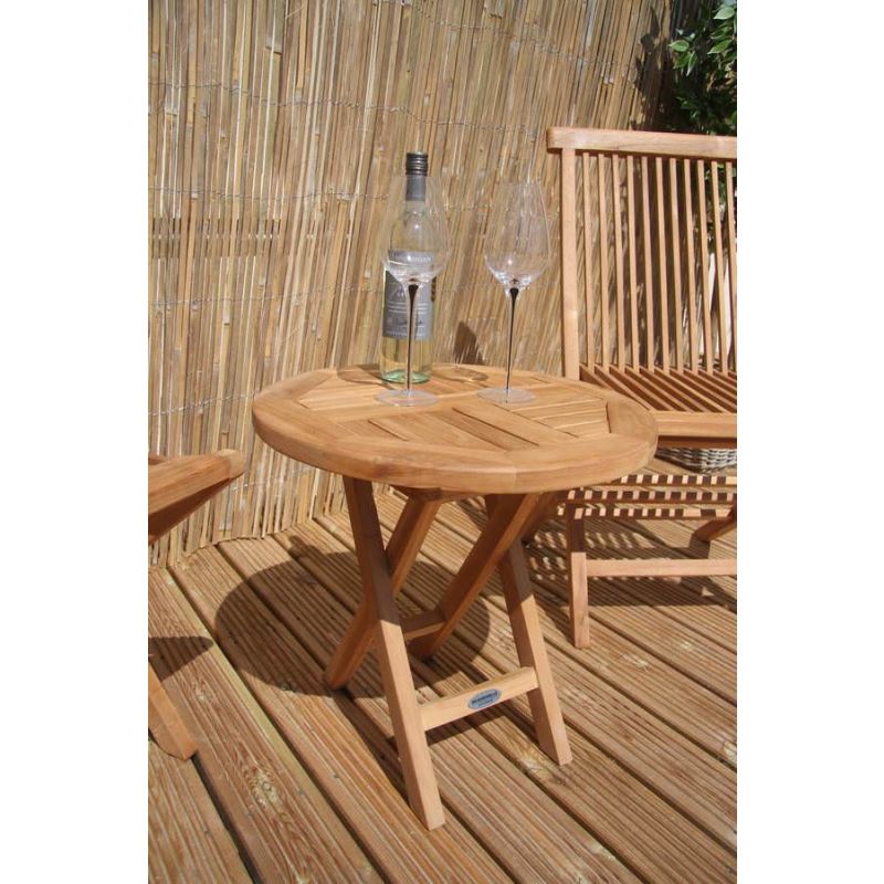 50cm Teak Circular Folding Table