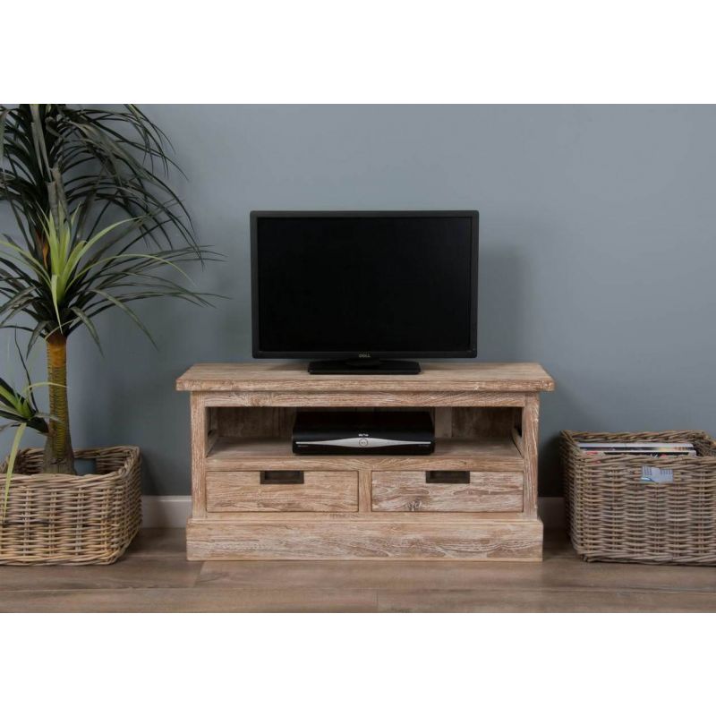 Colonial Reclaimed Teak TV Cabinet - White Wash