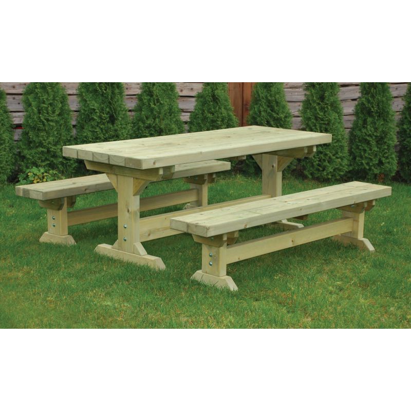 Farmhouse Garden Table and Bench Set