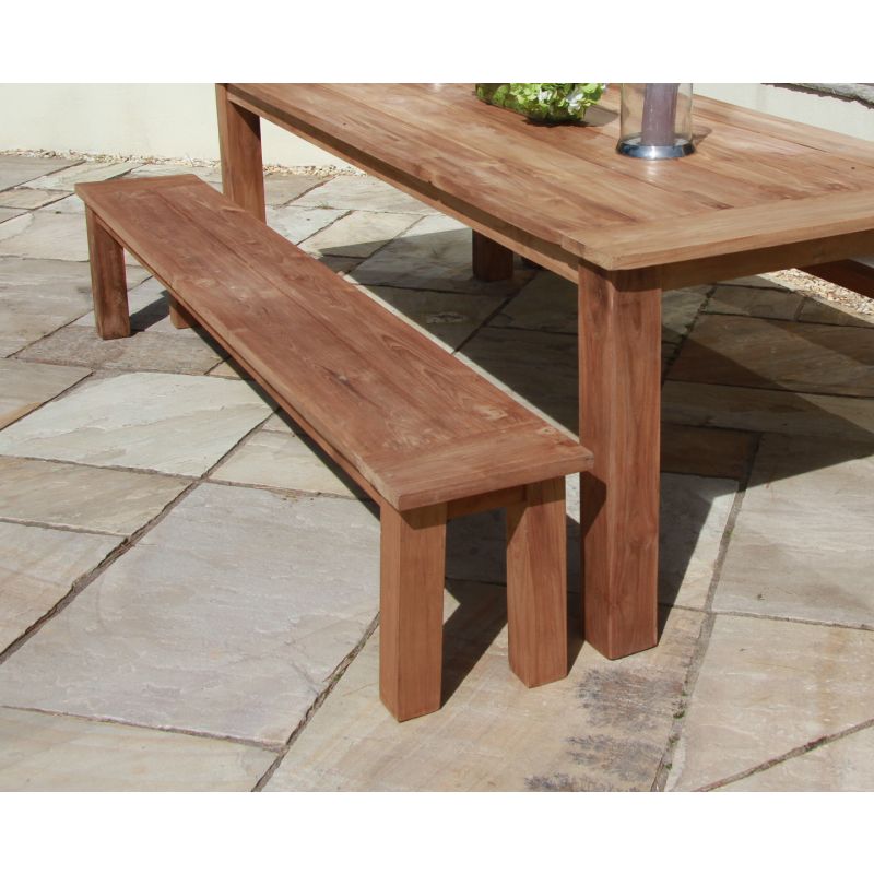 2m Reclaimed Teak Outdoor Open Slatted Backless Bench