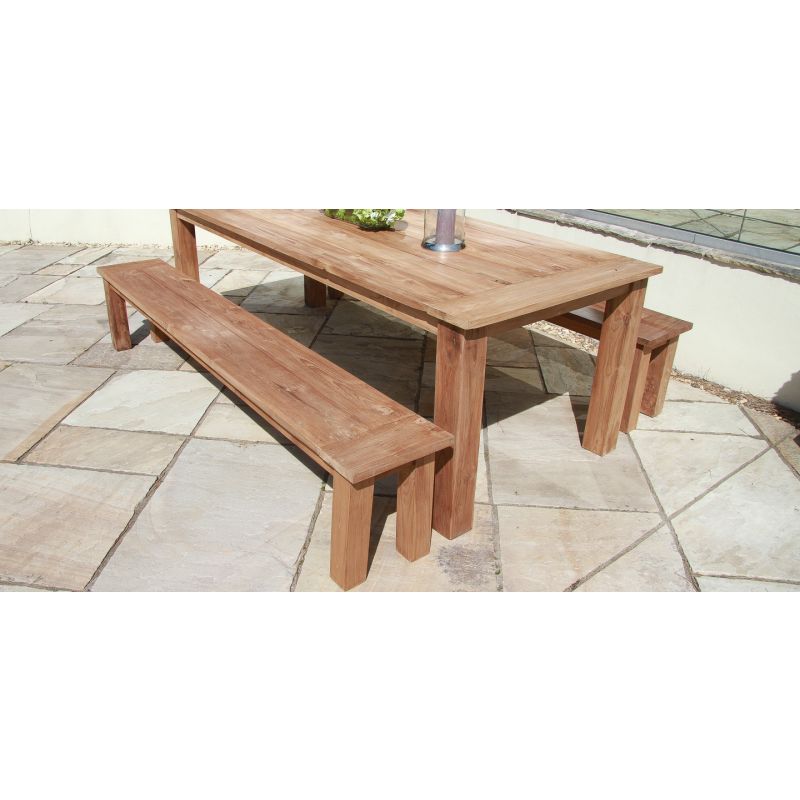 2.4m Reclaimed Teak Outdoor Open Slatted Backless Bench