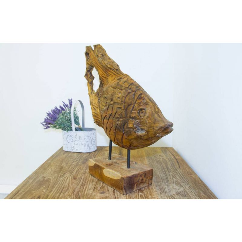 Reclaimed Teak Root Sculpture - Fish