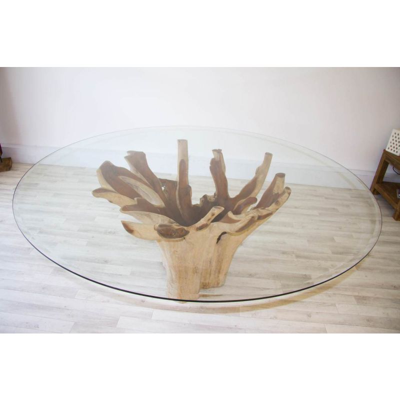 2m Reclaimed Teak Flute Root Circular Dining Table 