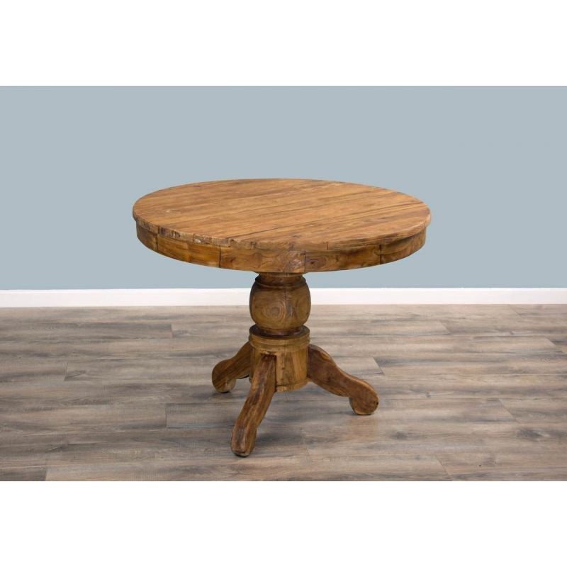 1m Reclaimed Teak Circular Pedestal Dining Table