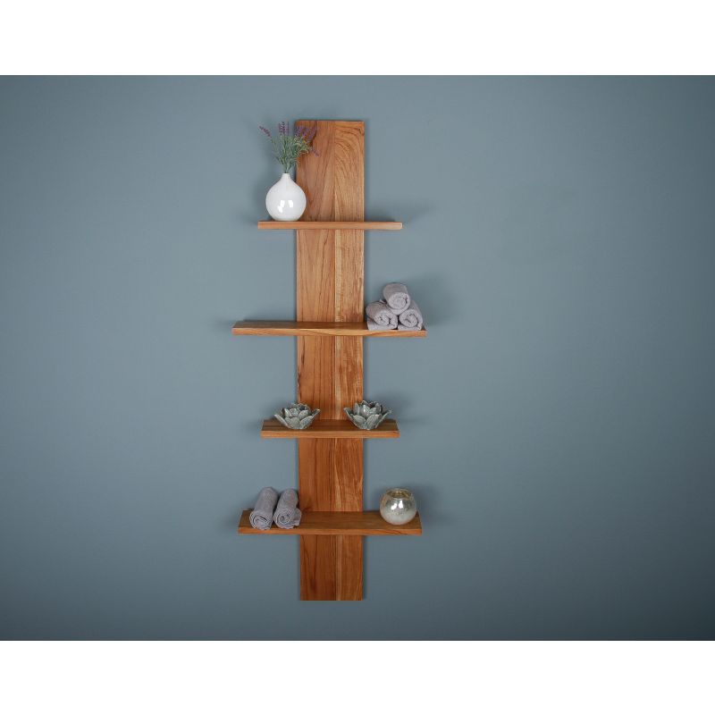 Teak Bathroom Column Shelves