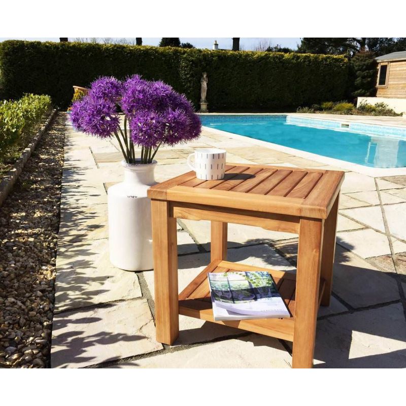 Teak Square Coffee Table with Shelf