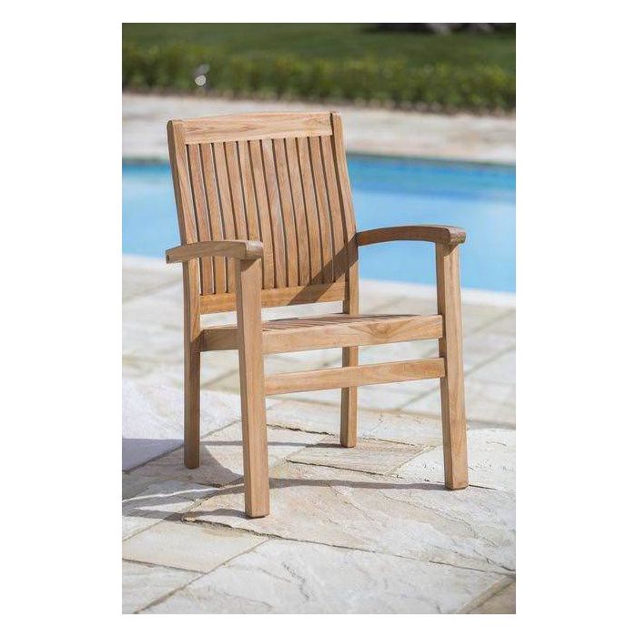 1.5m Reclaimed Teak Root Circular Garden Table with 6 Marley Chairs - With or Without Arms - 10