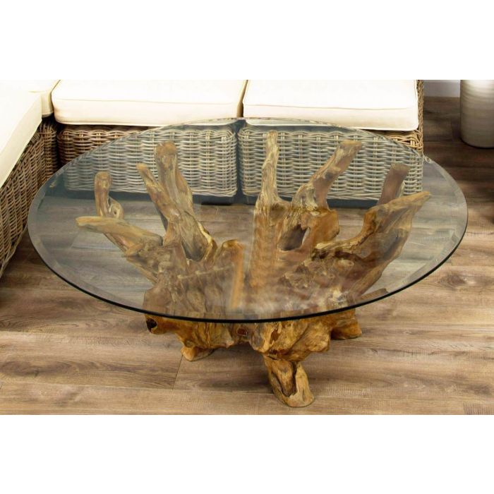 1m Reclaimed Teak Root Circular Coffee Table - 6