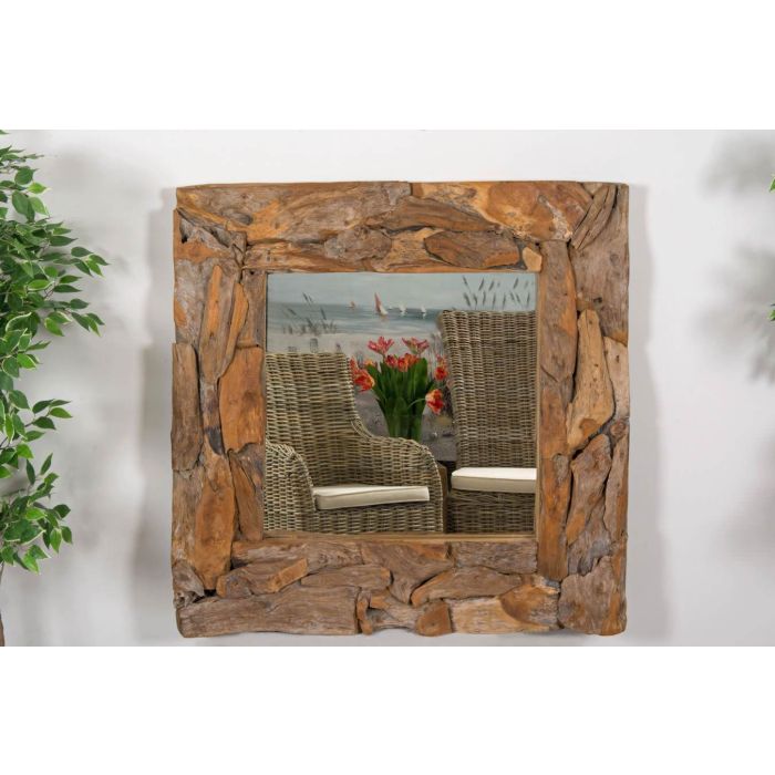 Reclaimed Teak Root Piece Square Mirror - 4 Sizes - 0