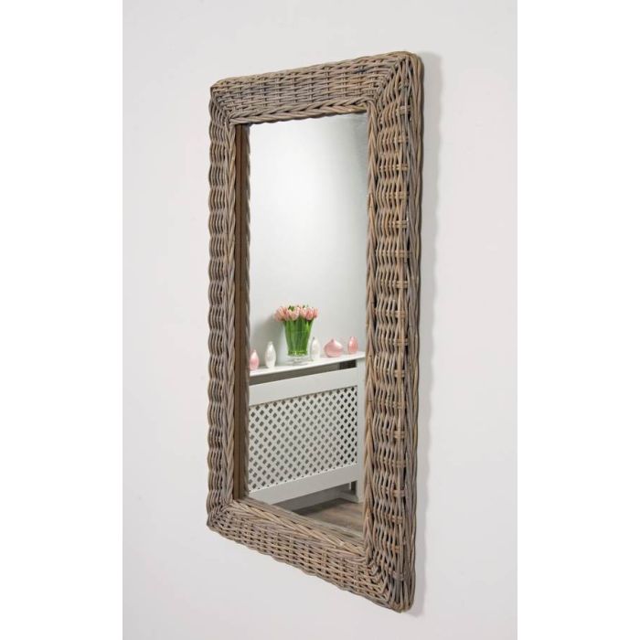 Natural Kubu Grey Wicker Mirror - Rectangular - 2