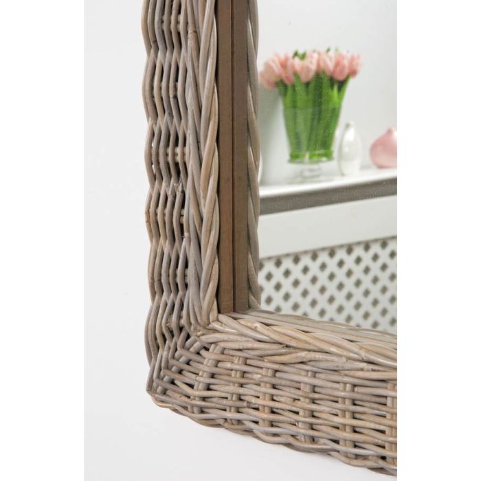 Natural Kubu Grey Wicker Mirror - Rectangular - 4