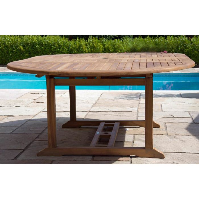1.5m x 1.5m-2.3m Teak Circular Double Extending Table - 4