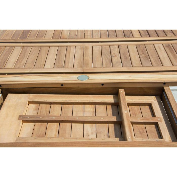 1.5m x 1.5m-2.3m Teak Circular Double Extending Table - 7