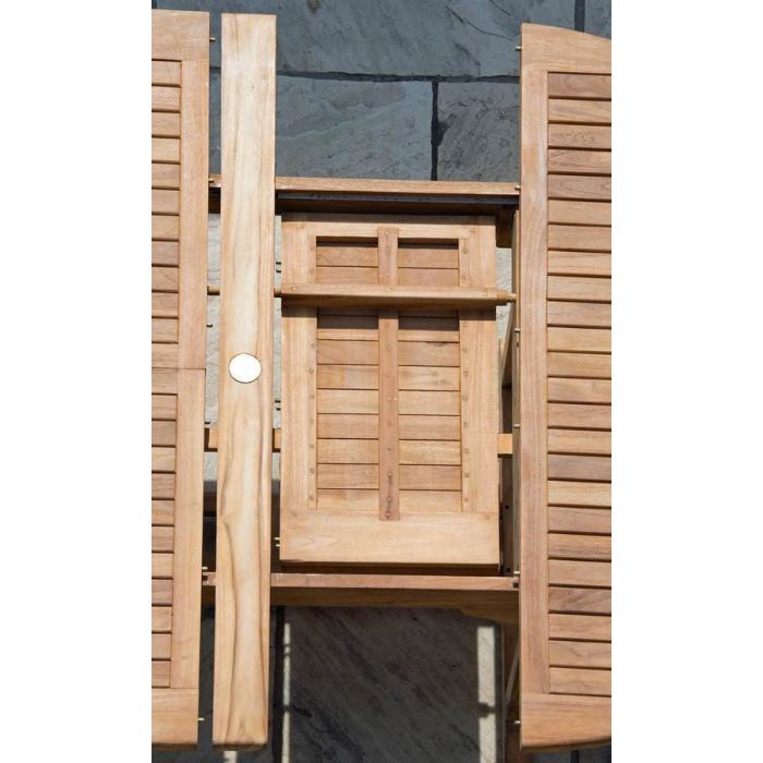 1.5m x 1.5m-2.3m Teak Circular Double Extending Table - 6