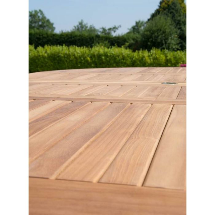 1.5m x 1.5m-2.3m Teak Circular Double Extending Table - 9