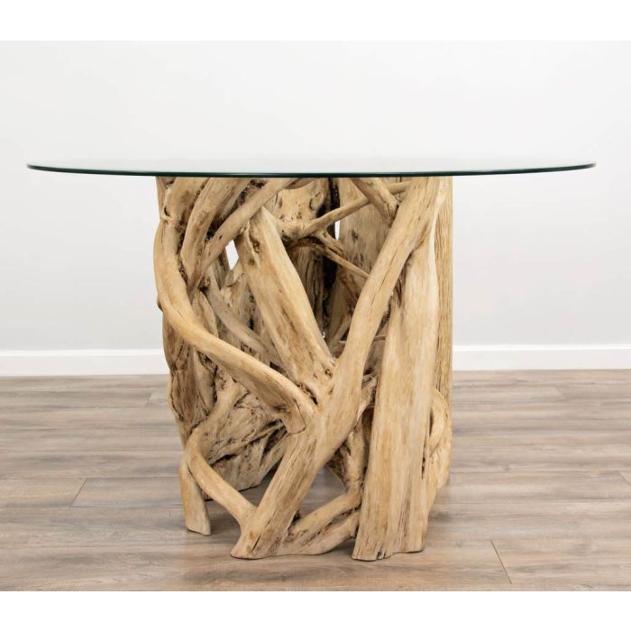 1.2m Java Root Circular Dining Table with 4 or 6 Natural Windsor Ring Back Dining Chairs  - 15