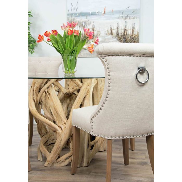 1.2m Java Root Circular Dining Table with 4 or 6 Natural Windsor Ring Back Dining Chairs  - 2