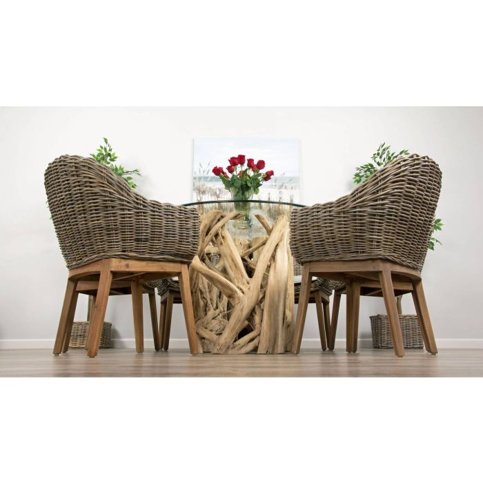 1.2m Java Root Circular Dining Table with 4 or 6 Scandi Armchairs - 8