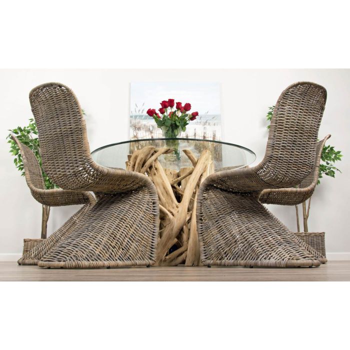 1.2m Java Root Circular Dining Table with 4 or 6 Stackable Zorro Chairs - 8