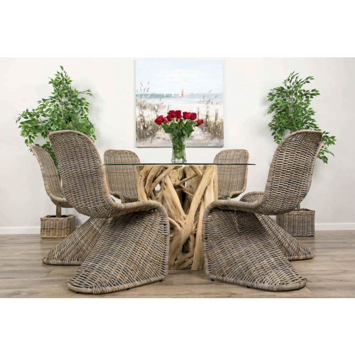 1.2m Java Root Circular Dining Table with 4 or 6 Stackable Zorro Chairs - 7