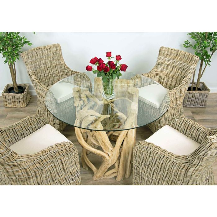 1.2m Java Root Circular Dining Table with 4 or 6 Donna Armchairs - 2