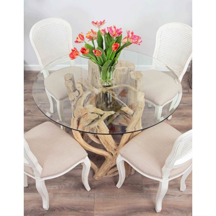 1.2m Java Root Circular Dining Table with 4 or 6 Murano Chairs - 3
