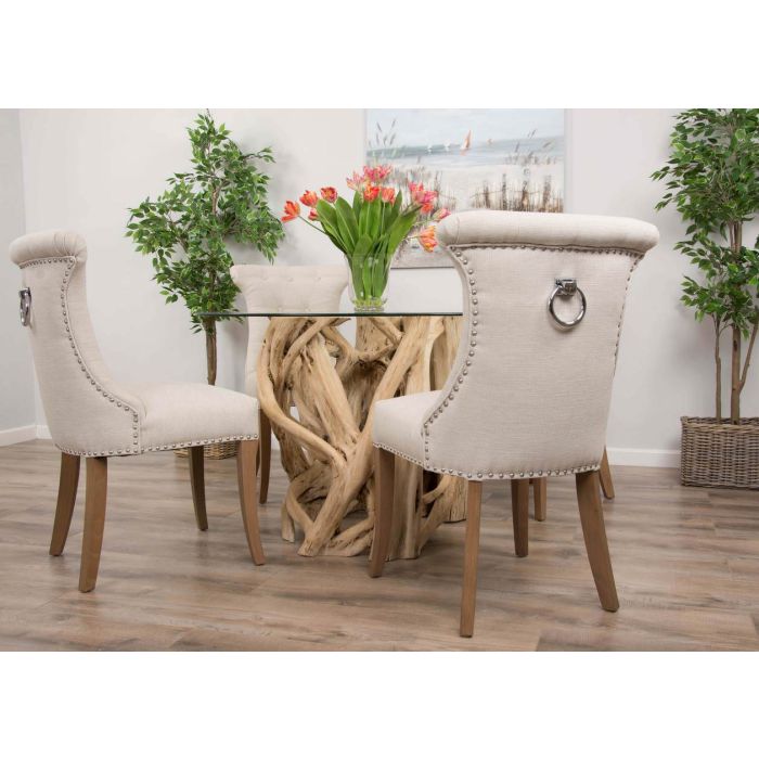 1.2m Java Root Circular Dining Table with 4 or 6 Natural Windsor Ring Back Dining Chairs  - 3
