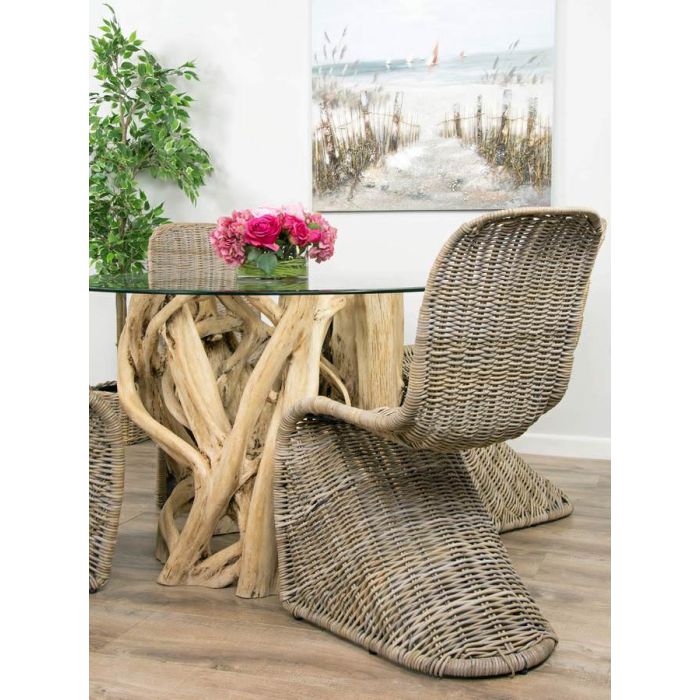 1.2m Java Root Circular Dining Table with 4 or 6 Stackable Zorro Chairs - 3