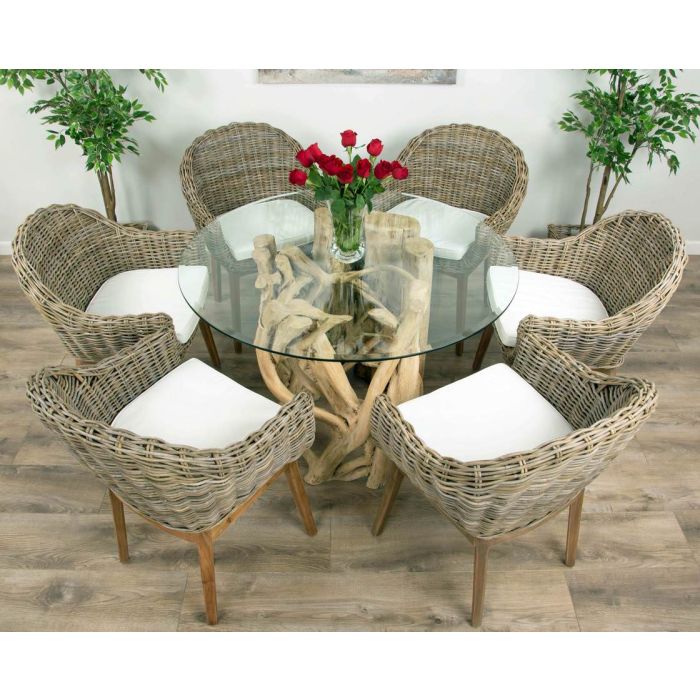 1.2m Java Root Circular Dining Table with 4 or 6 Scandi Armchairs - 6