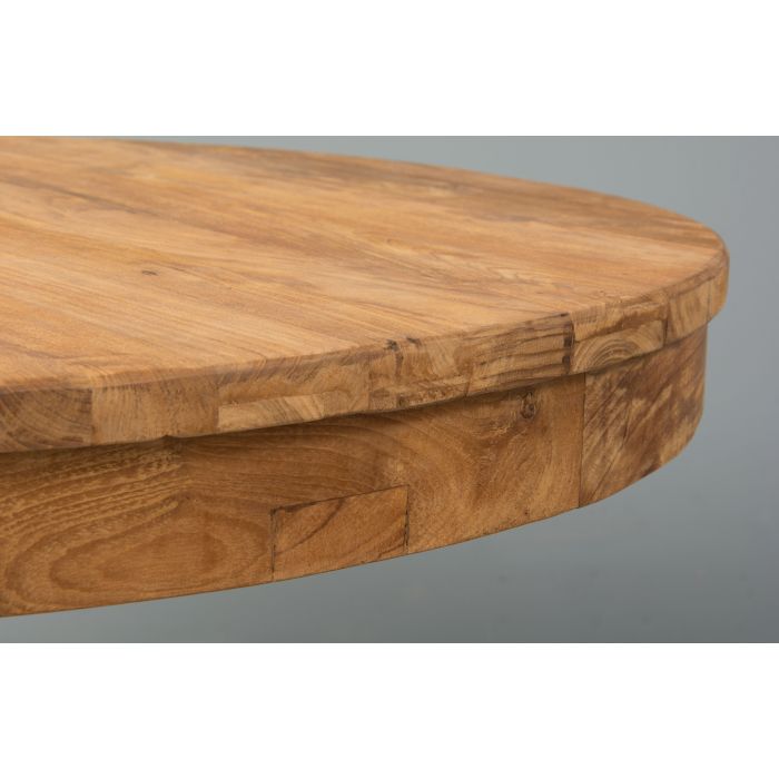 1.2m Reclaimed Teak Circular Pedestal Dining Table With 6 Santos Dining Chairs - 5
