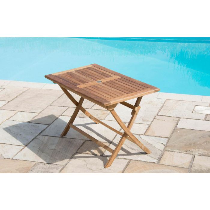 1.2m Teak Rectangular Folding Table - 3