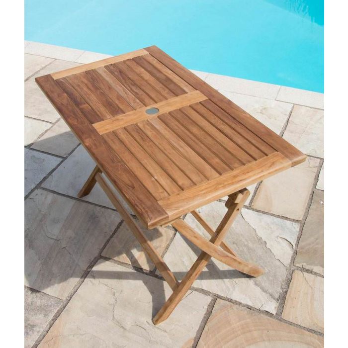 1.2m Teak Rectangular Folding Table - 2