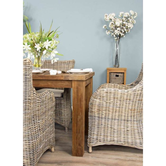 1.2m Reclaimed Teak Taplock Dining Table with 4 Donna Chairs - 3