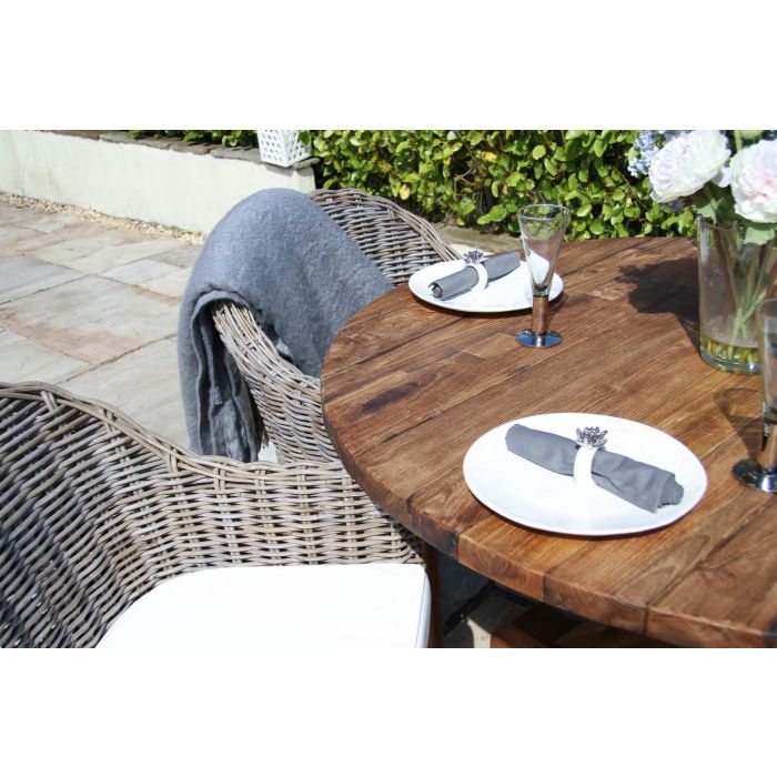 1.2m Reclaimed Teak Outdoor Open Slatted Dartmouth Table with 4 Scandi Armchairs - 8