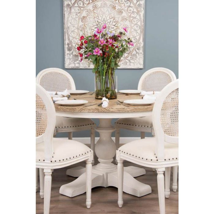 1.3m Country Pedestal Dining Table with 6 Ellena Chairs  - 6