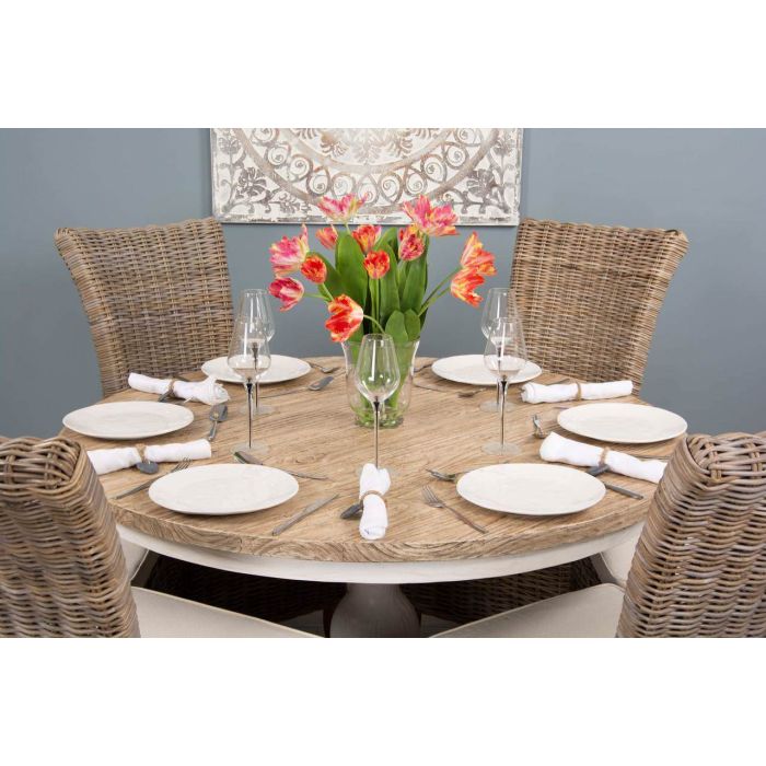 1.3m Country Pedestal Dining Table with 6 Latifa Chairs  - 6