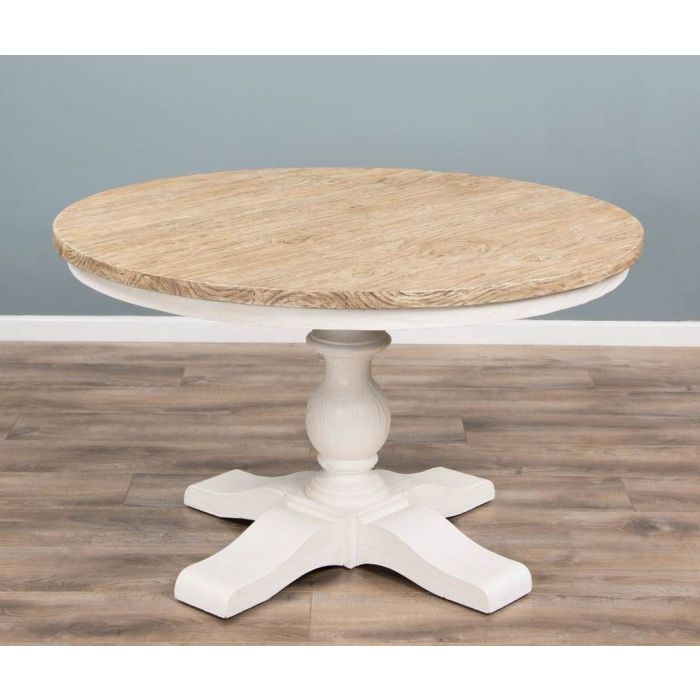 1.3m Country Pedestal Dining Table with 6 Stackable Zorro Chairs - 6