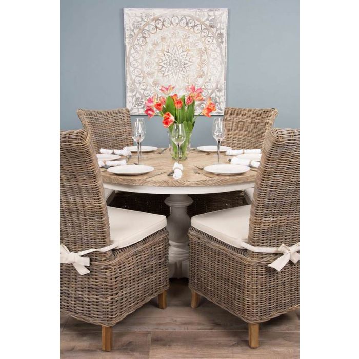 1.3m Country Pedestal Dining Table with 6 Latifa Chairs  - 4