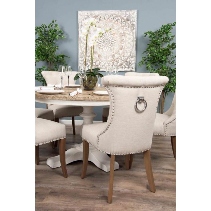 1.3m Country Pedestal Dining Table with 6 Windsor Ring Back Chairs - 4