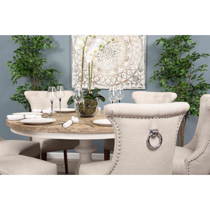 1.3m Country Pedestal Dining Table with 6 Windsor Ring Back Chairs - 6