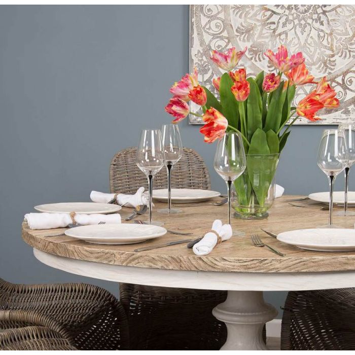 1.3m Country Pedestal Dining Table with 6 Stackable Zorro Chairs - 4