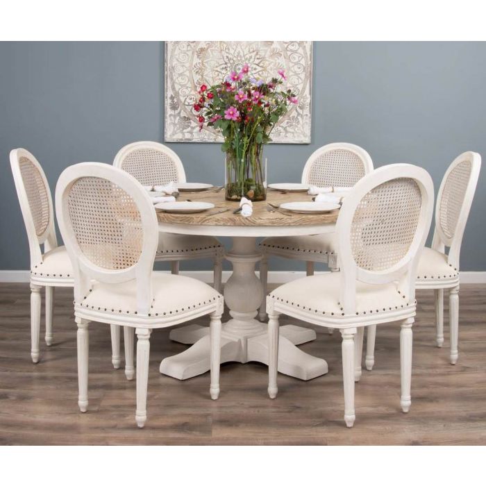 1.3m Country Pedestal Dining Table with 6 Ellena Chairs  - 2